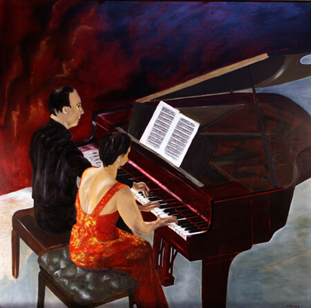 Ref:H361-Les virtuoses-Huile sur toile: 100x100-900�