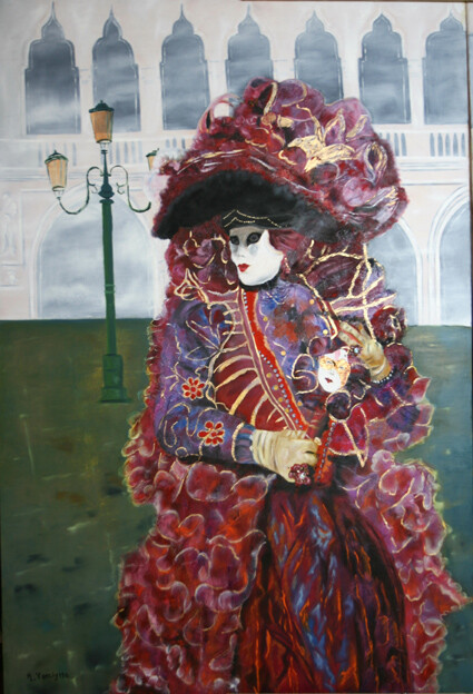 Ref:H405-Sous le velours(Carnaval)-Huile: 120x80-900�