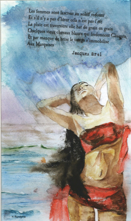 A249-Aux Marquises-Aquarelle: 50x30 (70x50)-450�