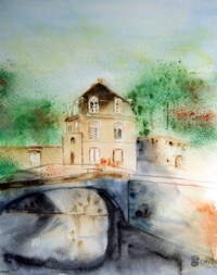 A212-Bergues N&deg;2-Aquarelle: 50x40 (70x50)-450�