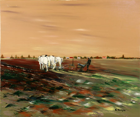 Ref:H027-La manoeuvre-Huile sur toile: 60x50-500�