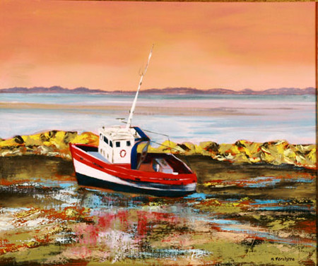 Ref:H332-Avant la mar&eacute;e-Huile sur toile: 46x55-400�