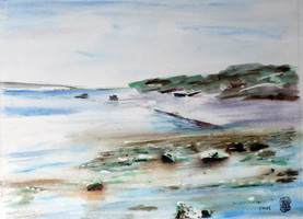 Baie d'Authie-Aquarelle: 30x40