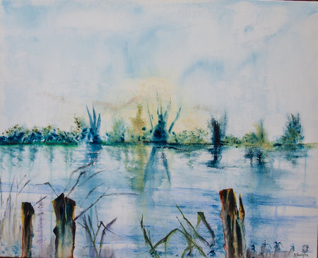 Ref:A460-Au marais-16-Aquarelle: 65x81-500�