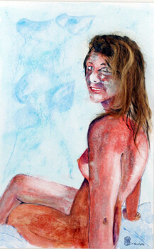 Jambes crois&eacute;es-Aquarelle: 56x36 (70x50)-450�