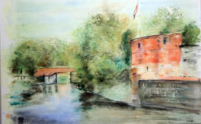 A214-Bergues N&deg;4-Aquarelle: 35x55 (50x70)-450�