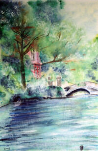 A192-Bruges par les canaux N&deg;9-Aquarelle: 60x40 (80x60)-500�