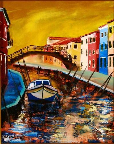 Ref:H369-Lueurs &agrave; Burano-Huile sur toile: 41x33-300�