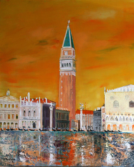Ref:H371-Le campanile-Huile sur toile: 61x50-450�