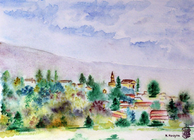 A256-St Pierre de Vassols-Aquarelle: 25x35-160�