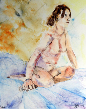 A115-Attentive-Aquarelle: 50x40 (70x50)-500�