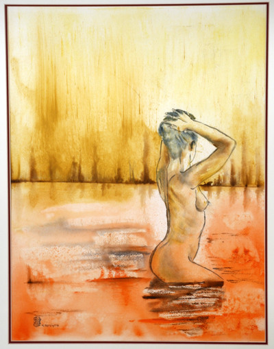 A289-Baignade orange-Aquarelle: 64x49 (80x60)-600�