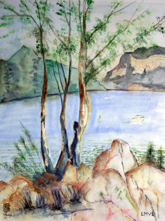 A128-Le Bourget du lac-Aquarelle: 50x40-450�