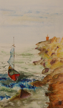 A flots montant-Aquarelle: 50x40 (70x50)