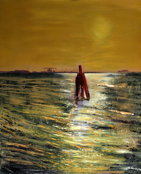 Ref:H373-Fin de journ&eacute;e-Huile sur toile: 61x50-450�