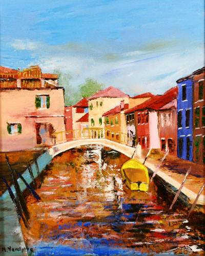 Ref:H364-Couleurs de Burano-Huile sur toile: 41x33-300�