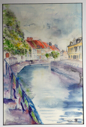 A224-Bergues-Entr&eacute;e ouest N&deg;2-Aquarelle: 60x40 (80x60)-450�
