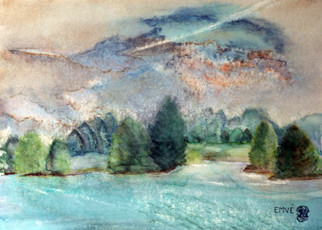Le lac-Aquarelle: 30x40