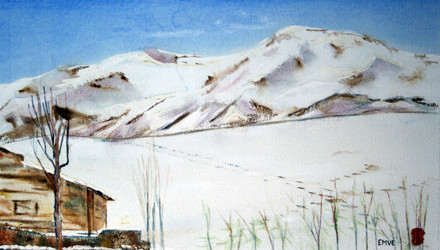 A137-Paysage de neige-Aquarelle: 30x52 (50x70)-450�