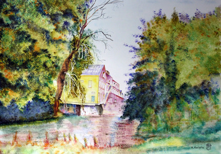 A066-Au fil de l'Aa-Aquarelle: 50x70 (60x80)-500�
