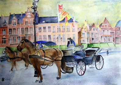 A187-Bruges N&deg;6-Aquarelle: 50x70 (70x100)-550�
