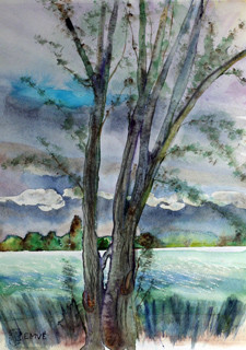 Le ciel se couvre-Aquarelle: 40x30