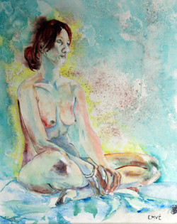 A106-Pensive-Aquarelle: 50x40 (70x50)-500�
