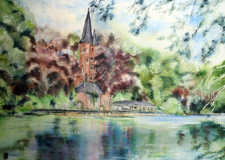 A188-Bruges N&deg;7-Le lac d'Amour-Aquarelle: 50x70(70x100)-550�