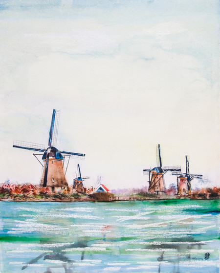 A466-Kinderdijk-2-Aquarelle: 81x65-500�