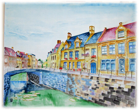 A471-Rue du port-Bergues-Aquarelle:65x81-500�