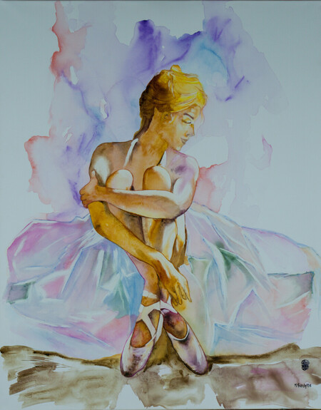 R&eacute;f483: La ballerine-1-Aquarelle 81x65-Vendu