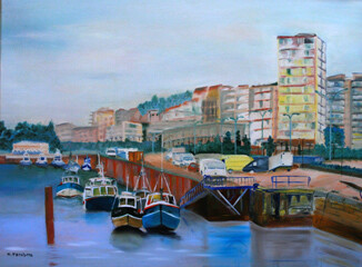 H013-Au port de Boulogne-Huile 46x61