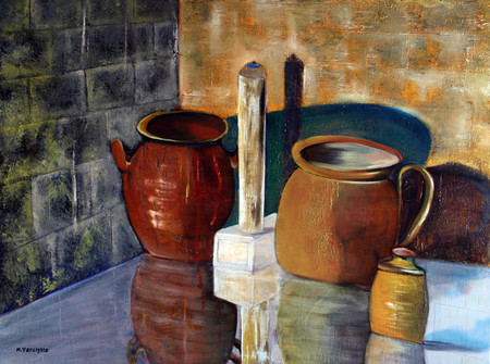 Nature morte sur un miroir-Huile: 60x80