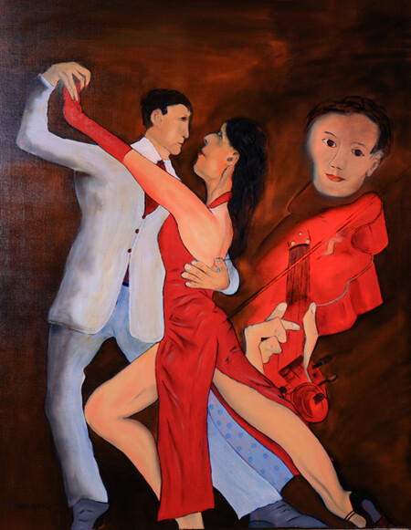Ref:H412-Complicit&eacute;-Huile sur toile: 92x73-600�