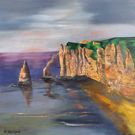 Ref:H451-Nuances de gris sur Etretat-Huile:100x100-900�