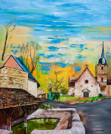 Ref:H474-Le lavoir-Huile sur toile:65x54-500�