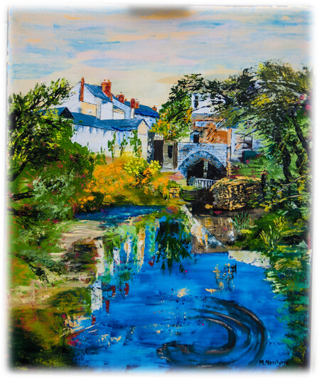 Ref:H489-C&ocirc;t&eacute; cour(St Hilaire)-Huile sur toile:65x54-500�