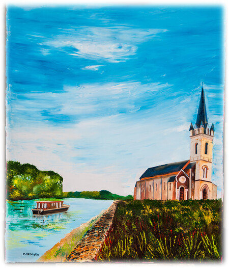 Ref:H491-Loire21-Chalonnes-Huile sur toile:65x54-450�