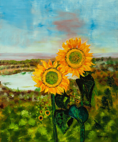 Ref:502-Les tournesols de Loire-Huile sur toile:65x54-500�