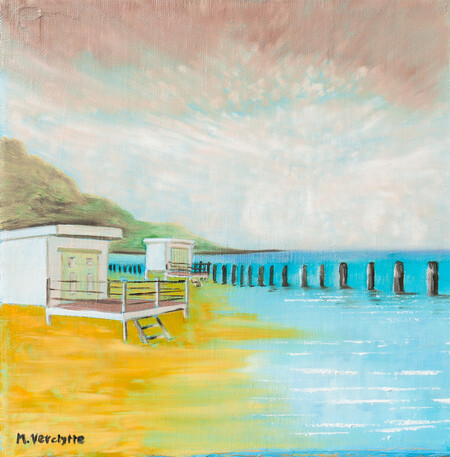 Ref:H498-Les bouchots-Huile sur toile:20x20-150�