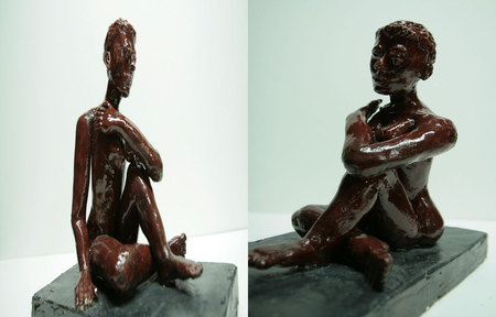 Pause-Terre cuite &eacute;maill&eacute;e:25x28x16
